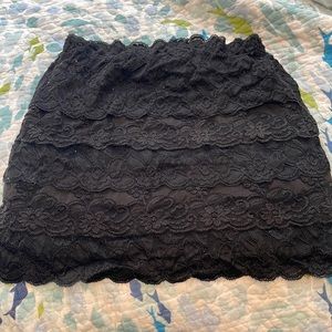 Black lace mini skirt